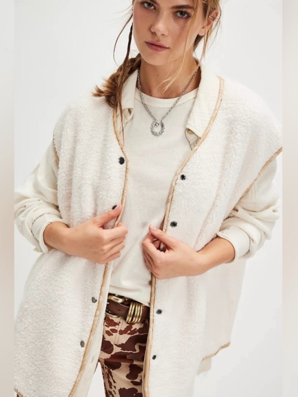 Free People Outlaw Sherpa Vest Sz Medium